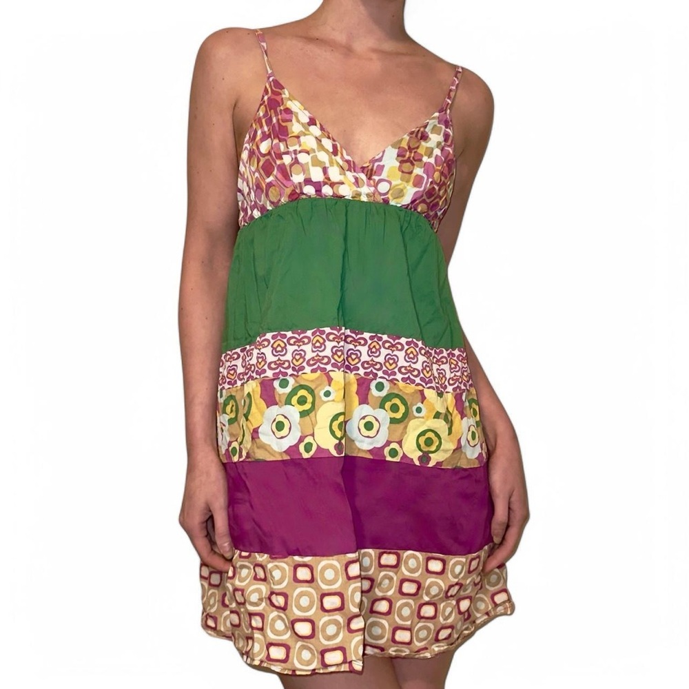 Y2K multicolored patchwork mini dress